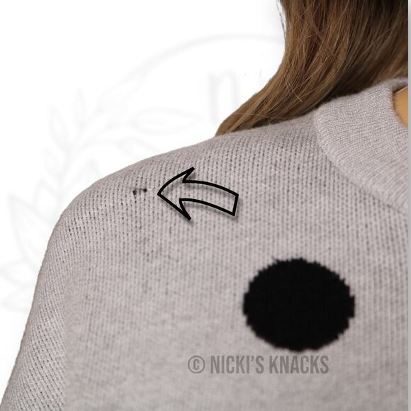 Premise Gray Black Polka Dot Puff Sleeve Stretch Knit Sweater Pullover Size XS - Picture 4 of 11